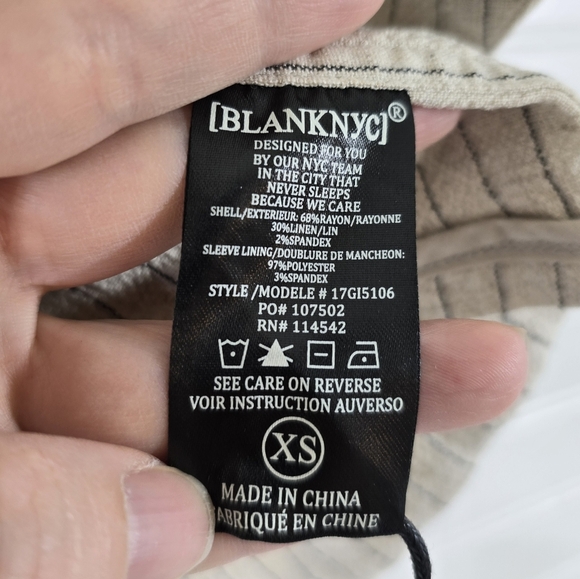 NWT Anthropologie Blanknyc Evereve Linen Blend Pinstripe Jacket XS Cream - Picture 11 of 13